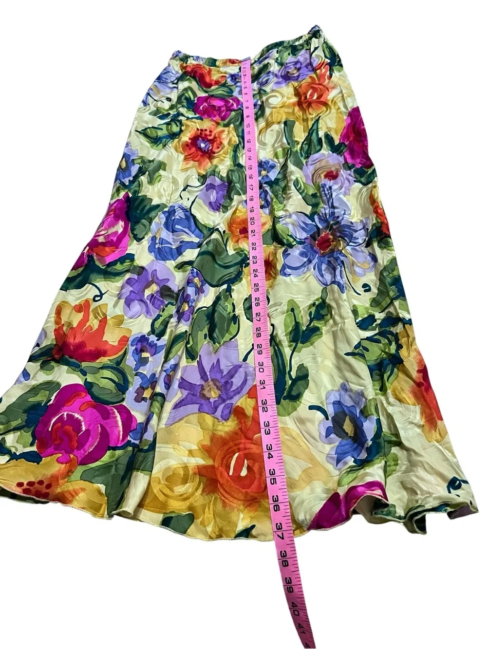 Vintage 100% Silk Floral Skirt Cottagecore Whimsigoth Dopamine